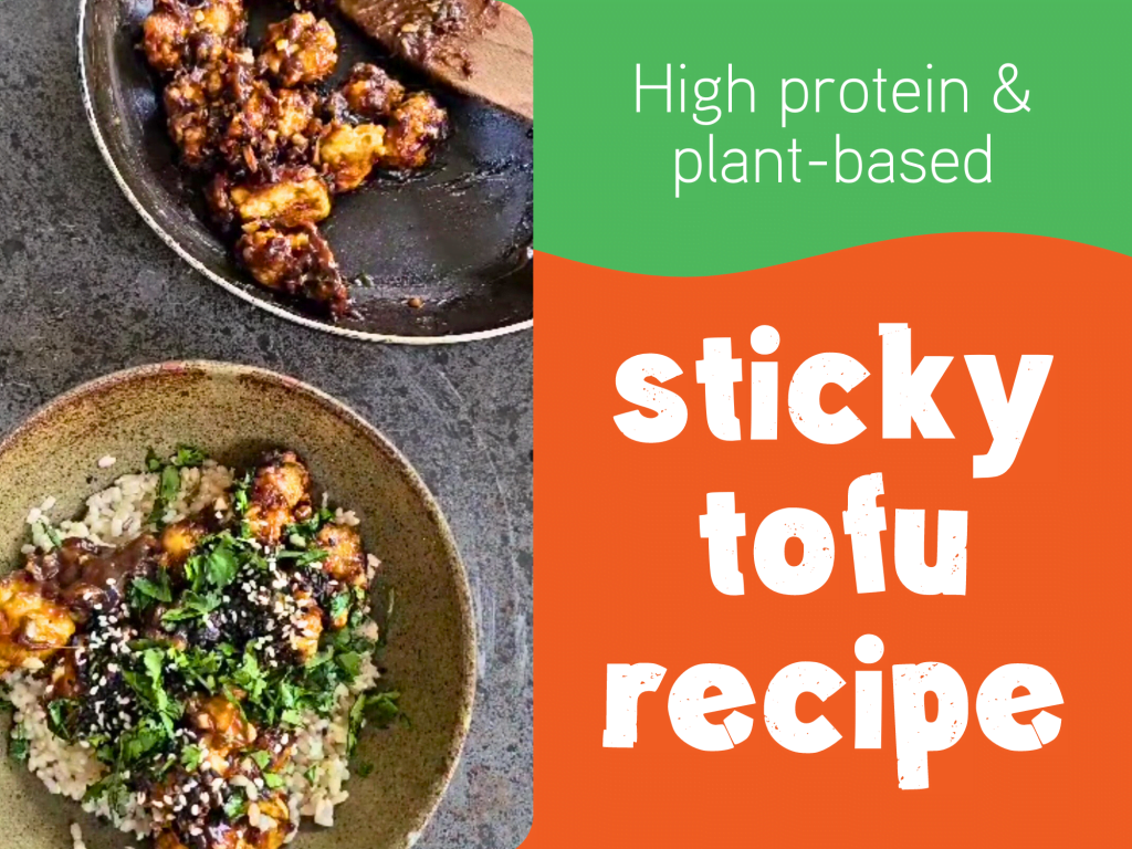 Sticky tofu recipe. High protein and plant-based
