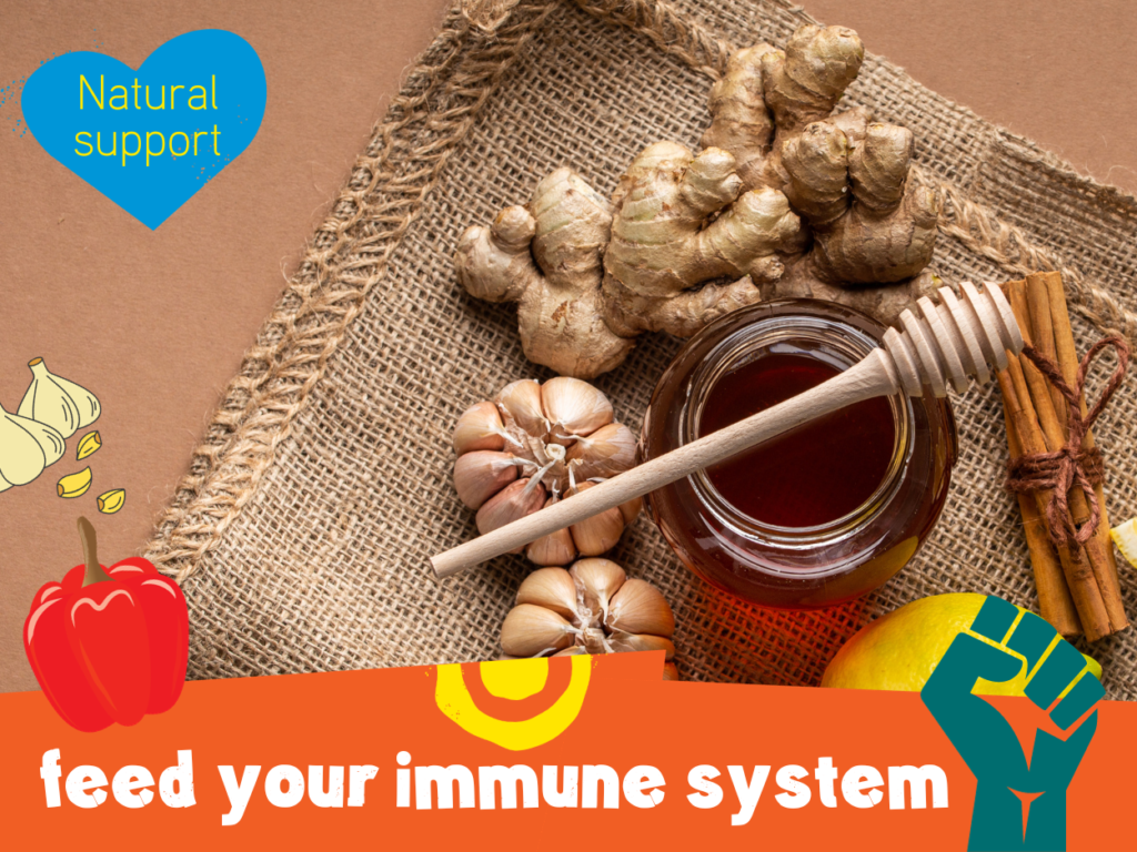 Food to naturally improve your immune health graphic